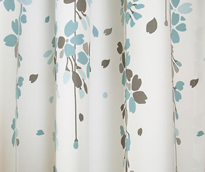 Weeping Flowers Blue & Gray Room-Darkening Rod Pocket Curtain Panel ...