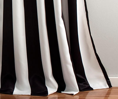 Wilbur Stripe Black & White Room-Darkening Back Tab Curtain Panel Pair, (108")