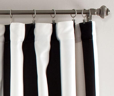 Wilbur Stripe Black & White Room-Darkening Back Tab Curtain Panel Pair, (84")