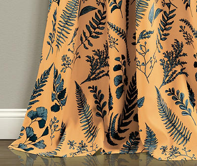 Devonia Allover Yellow & Blue Floral Room-Darkening Rod Pocket Curtain Panel Pair, (84")