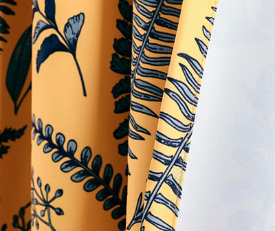 Devonia Allover Yellow & Blue Floral Room-Darkening Rod Pocket Curtain Panel Pair, (84
