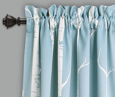 Bird on the Tree Blue Room-Darkening Rod Pocket Curtain Panel Pair, (84