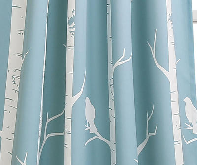 Bird on the Tree Blue Room-Darkening Rod Pocket Curtain Panel Pair, (84")