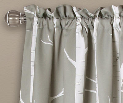 Bird on the Tree Gray Room-Darkening Rod Pocket Curtain Panel Pair, (95