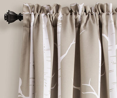 Bird on the Tree Wheat Room-Darkening Rod Pocket Curtain Panel Pair, (84")