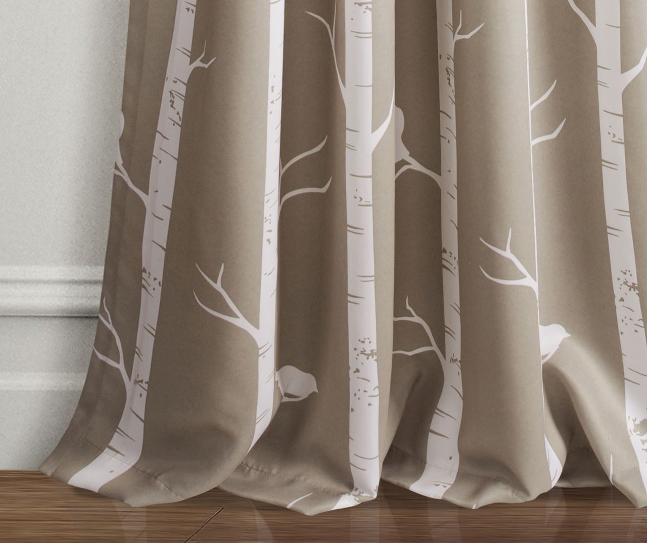 Bird on the Tree Wheat Room-Darkening Rod Pocket Curtain Panel Pair, (84")