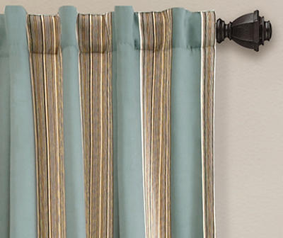 Julia Stripe Blue Room-Darkening Back Tab Curtain Panel Pair, (84