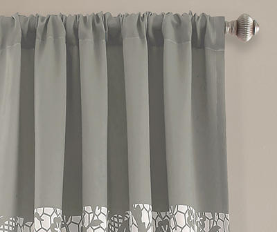 Estate Garden Gray & White Room-Darkening Rod Pocket Curtain Panel Pair, (84