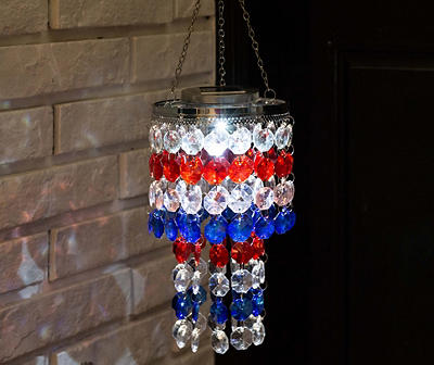 19.125"H Solar Hanging Lighted Wind Chimes with Acrylic Multicolored Jewel BeadsIncluds: 1 pc White LED Light, 1 pc Ni-Cd 600mAH AA
