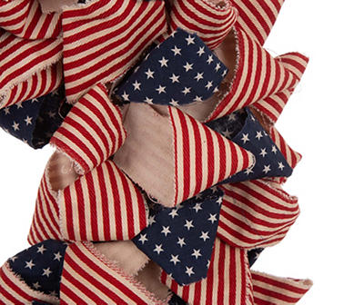18" American Flag Fabric Wreath