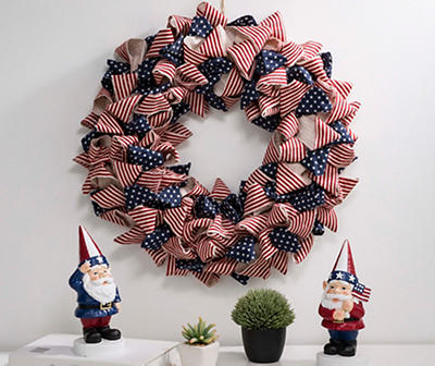 18" American Flag Fabric Wreath
