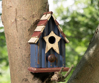 9.06"H Solid Wood Rustic Birdhouse