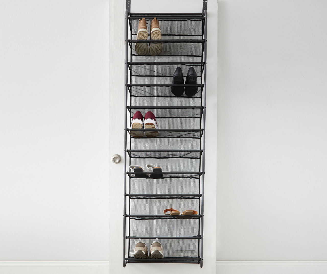 GUNMETAL OVER THE DOOR SHOE RACK