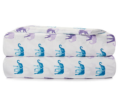 Blue & Purple Elephant Twin XL 3-Piece Sheet Set