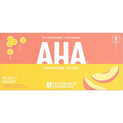 Aha Peach Honey Cans, 12 fl oz, 8 Pack