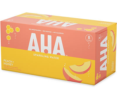 AHA Peach + Honey Sparkling Water 8 - 12 fl oz Cans