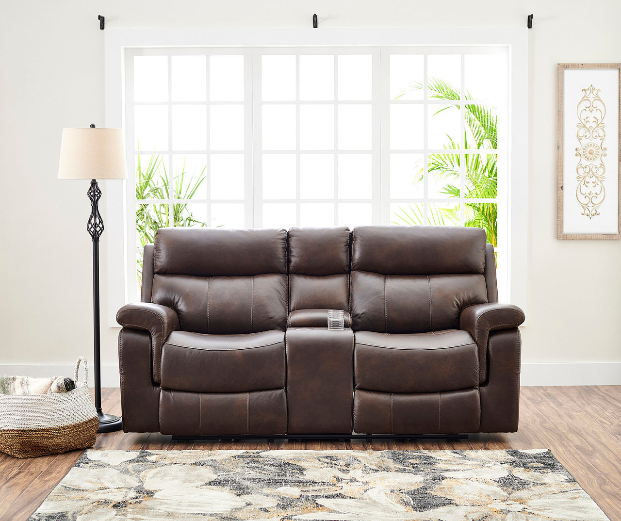 Wellsley Leather Power Reclining Console Loveseat