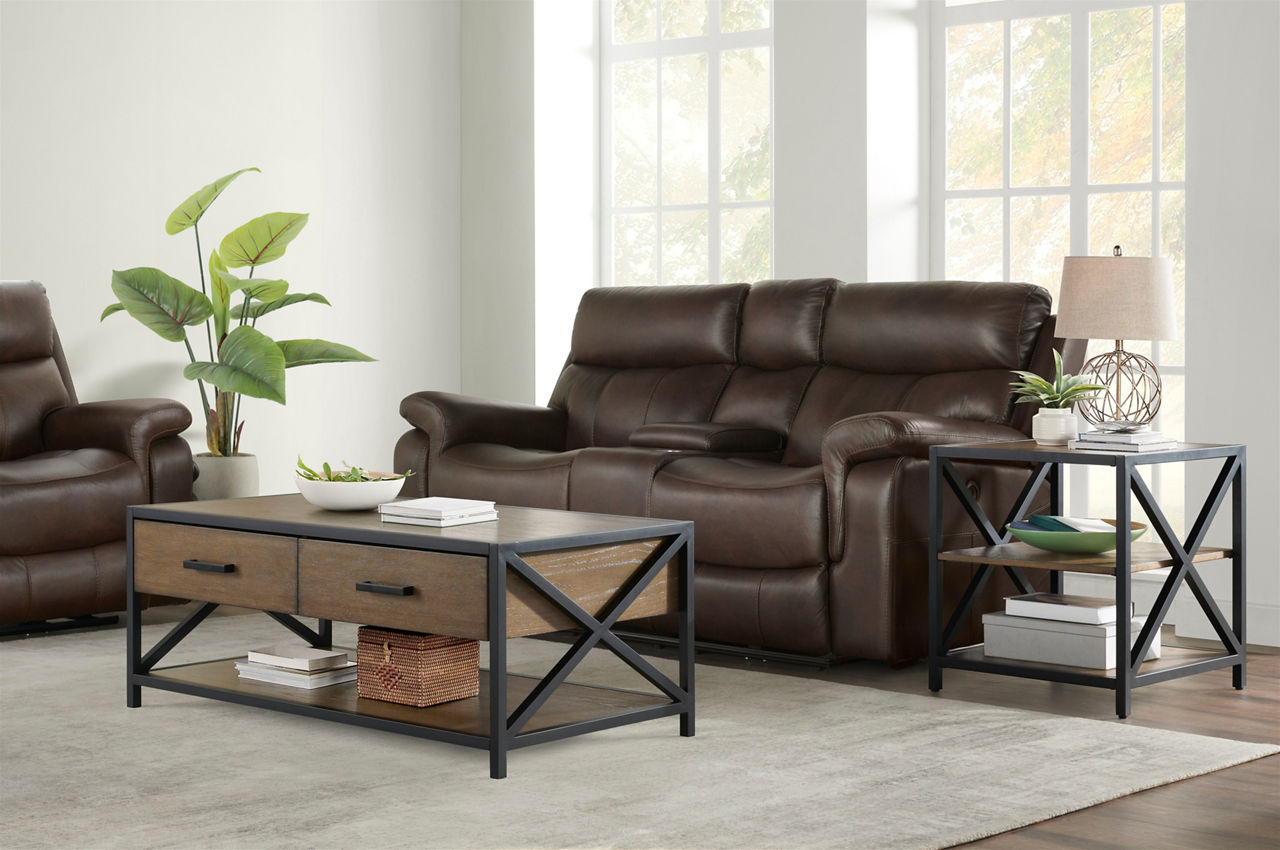 Wellsley Leather Power Reclining Console Loveseat