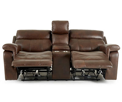 Wellsley Leather Power Reclining Console Loveseat