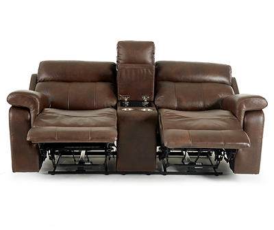 Wellsley Leather Power Reclining Console Loveseat