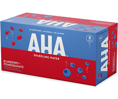 AHA Blueberry + Pomegranate Sparkling Water 8 - 12 fl oz Cans