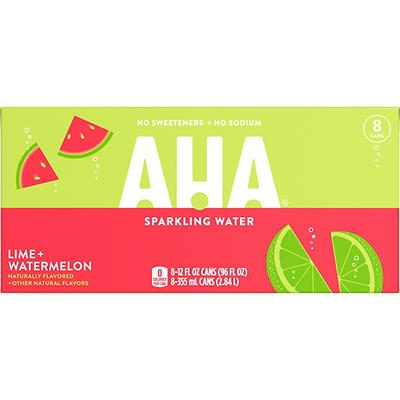 AHA Lime + Watermelon Sparkling Water Can 8 - 12 fl oz Cans
