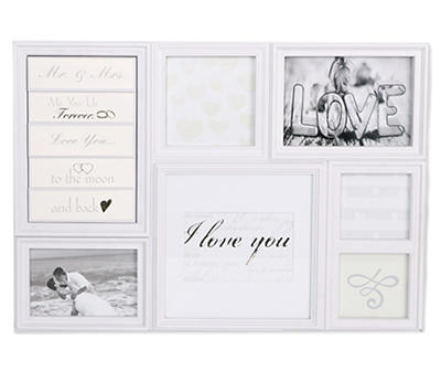 White Wedding 6-Opening Collage Picture Frame