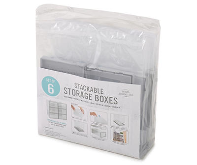 Home Essentials Stackable Storage Boxes, 6-Pack - Big Lots