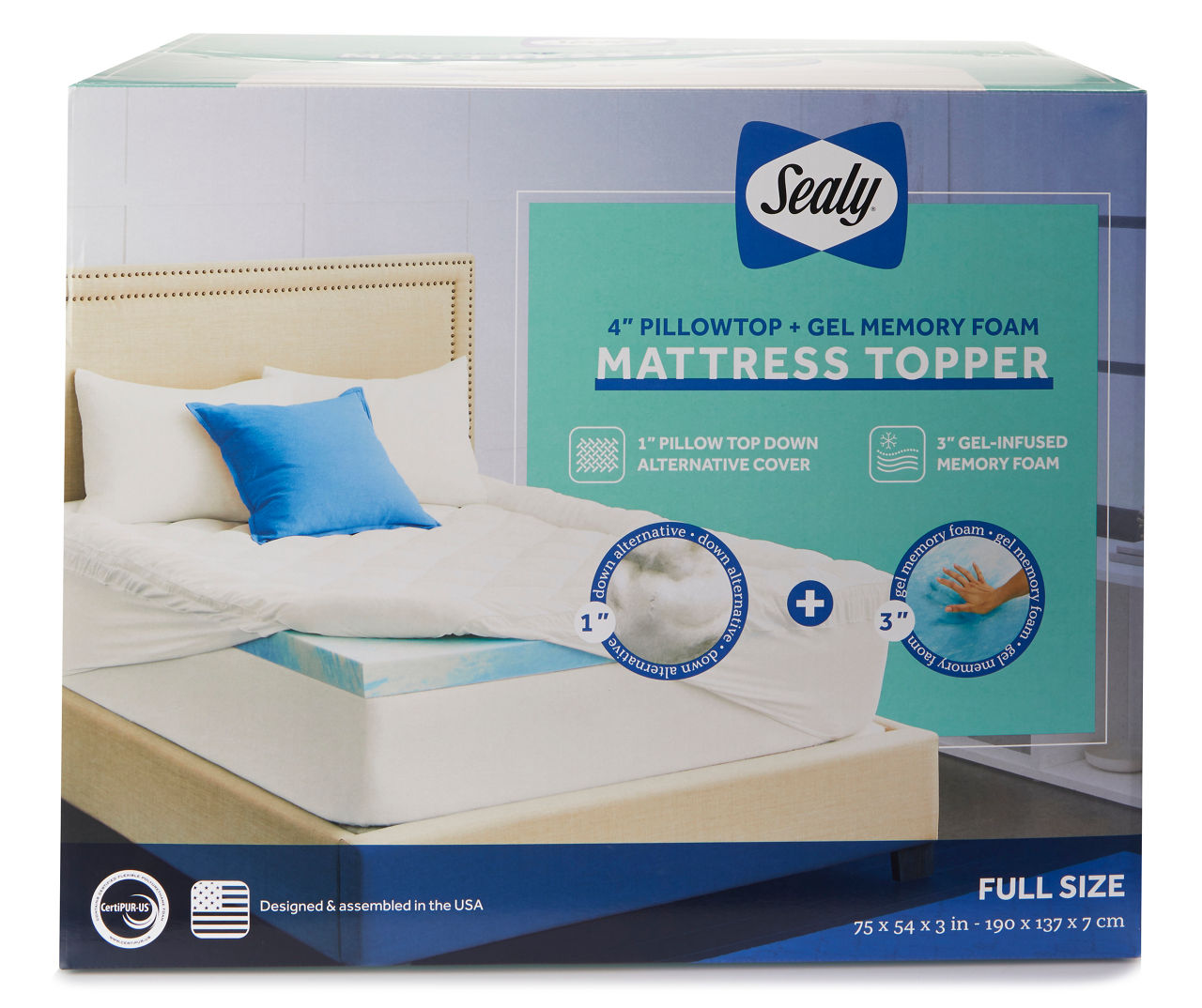 Sealy 3 SealyChill Gel Memory Foam King Size Mattress Topper with Cover
