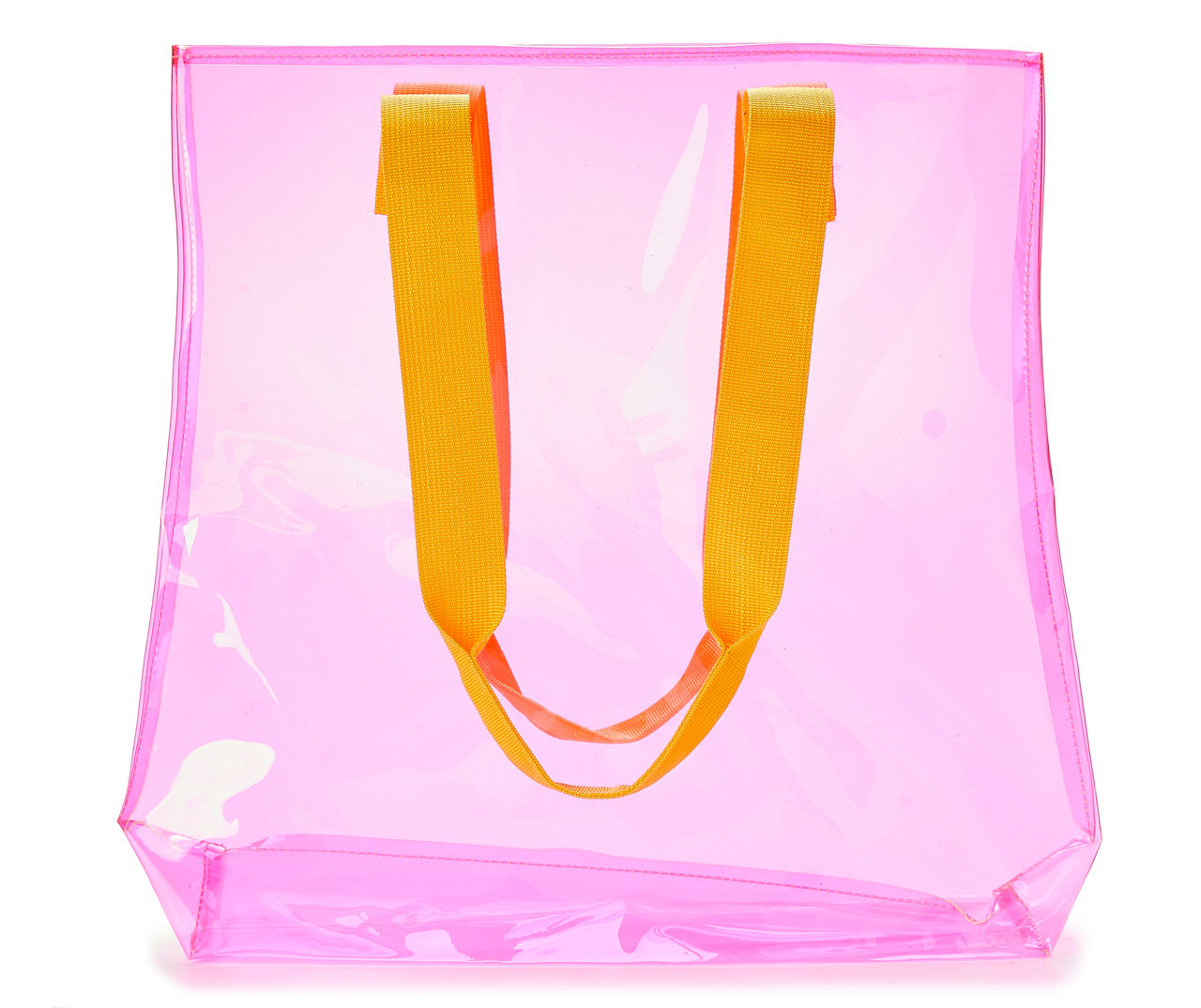 CLEAR TOTE Vinyl Plastic PVC Bag Shopper Transparent Large Magenta ROSE  PINK