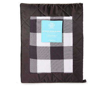 Black & White Gingham Outdoor Zipper Blanket