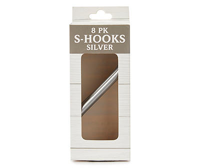 Silver Metal S-Hooks, 8-Pack