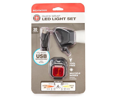 Quick Wrap 30-Lumen LED Bike Light Set