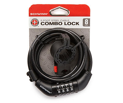Steel Cable Combo Lock, (5' x 8mm)