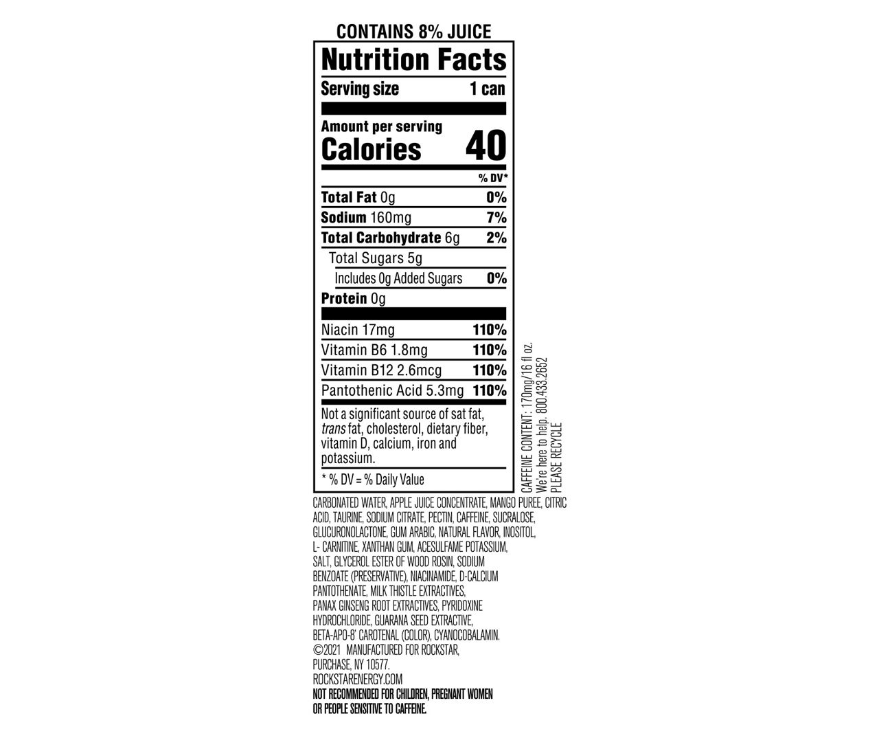 Juiced Island Mango Energy Drink, 16 Oz.