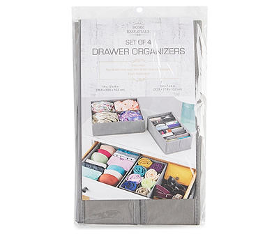 Gray 4-Piece Drawer Organizers Set
