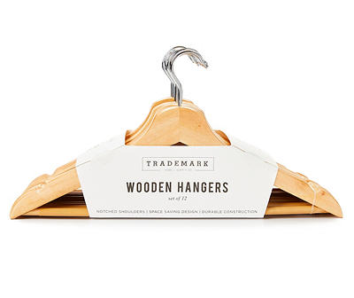 Wooden Hangers, 12-Pack