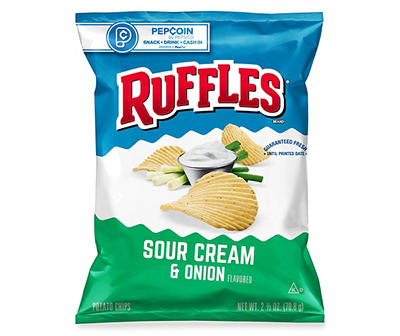 Ruffles Potato Chips, Sour Cream and Onion Flavored, 2.5 Ounce