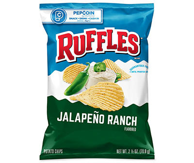 Ruffles Potato Chips, Jalapeno Ranch Flavored, 2.5 Oz