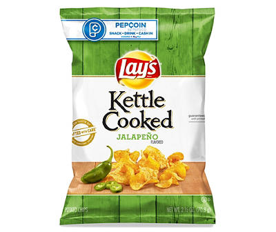 Lay's Kettle Cooked Potato Chips, Jalapeno Flavored, 2.5 Oz