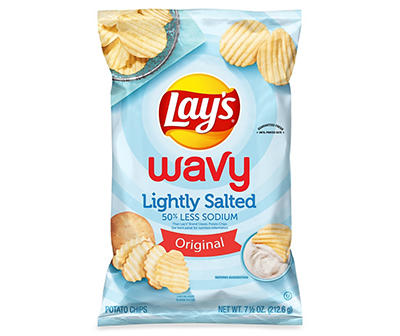 Lay's Wavy Lightly Salted Original Potato Chips 7.5 Ounce Plastic Bag