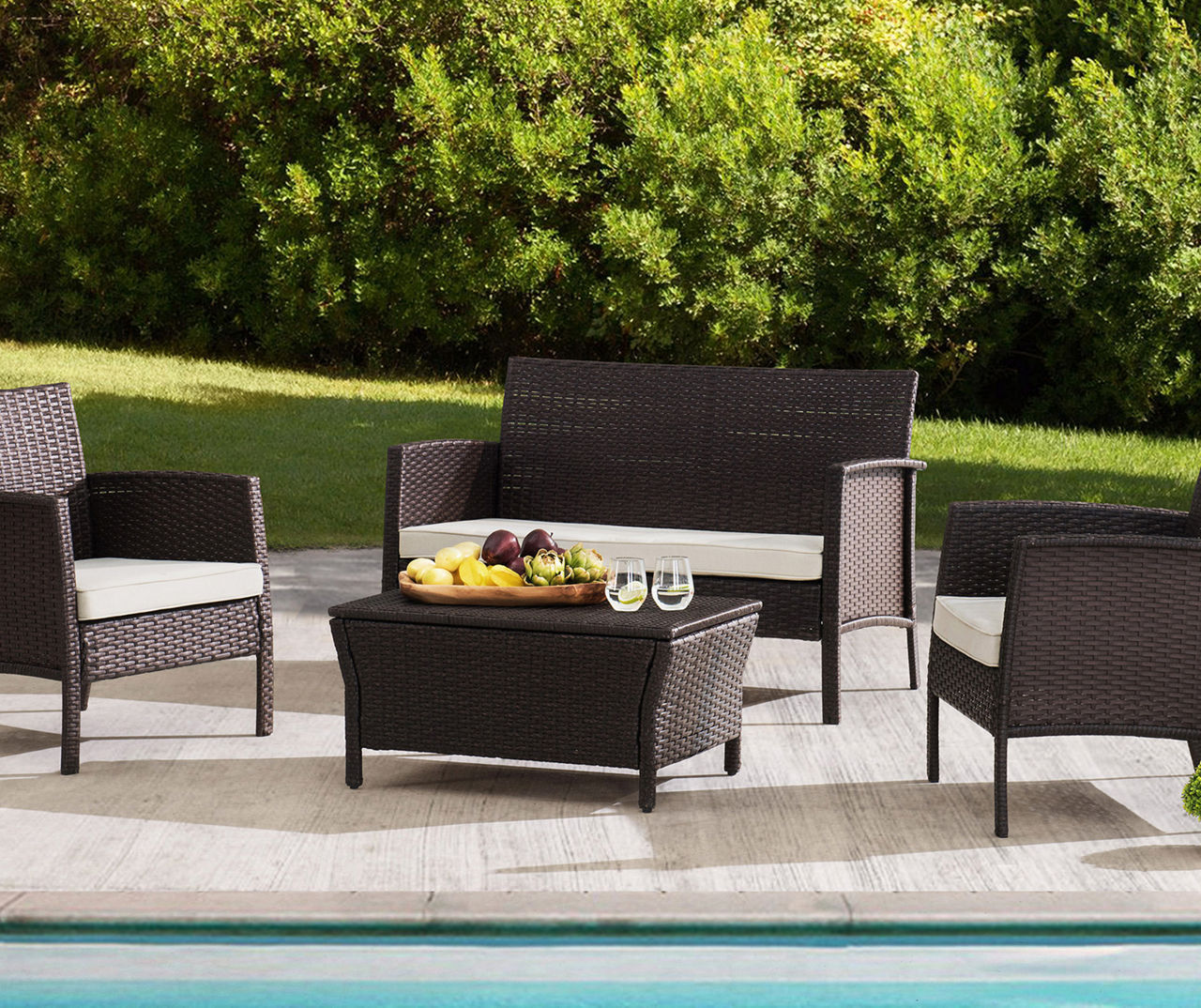 Brown 4-Piece Patio Seating All-Weather Wicker Set | Big Lots