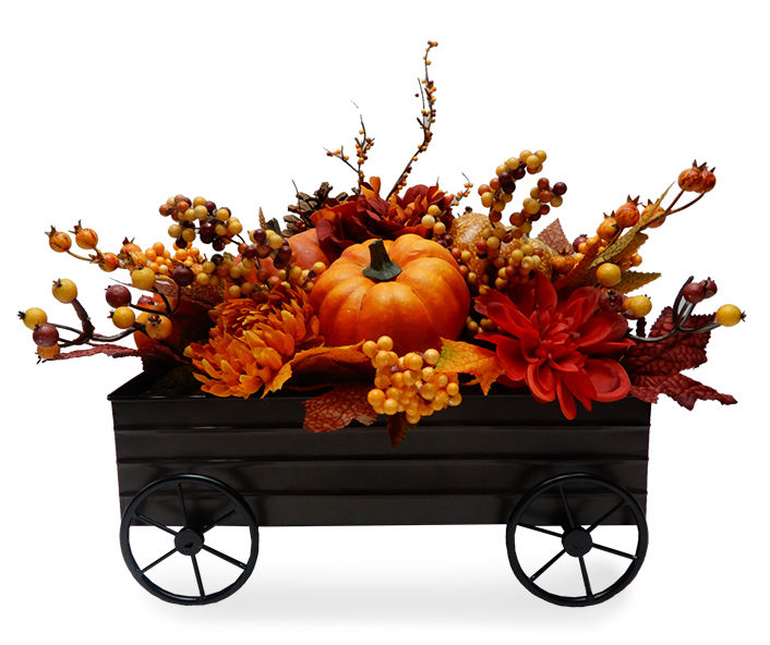 Fall Fl Wagon Tabletop Decor