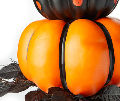 32" Black, White & Orange Stacked Pumpkin Urn