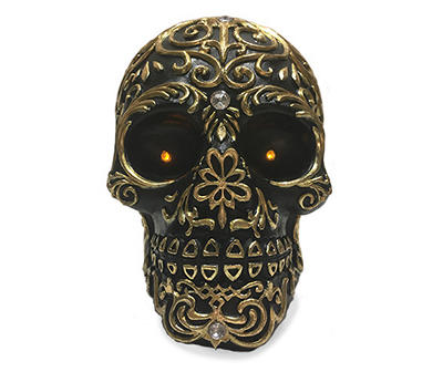 LED Gold Skull Tabletop Decor