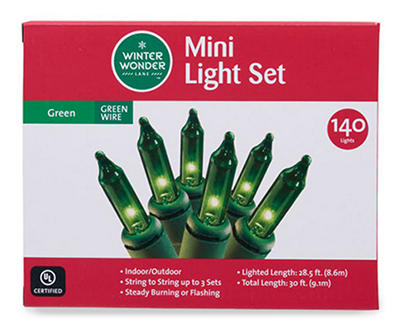 Green Mini Light Set, 140-Lights