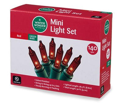 Red Mini Light Set, 140-Lights