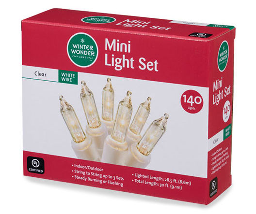 Non Connectable Christmas Mini Light Sets 10 Light White Wire Clear Bulb