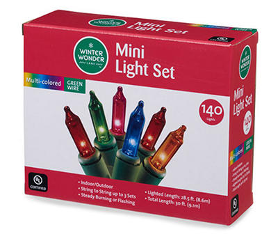 Multi-Color Mini Light Set with Green Wire, 140-Lights