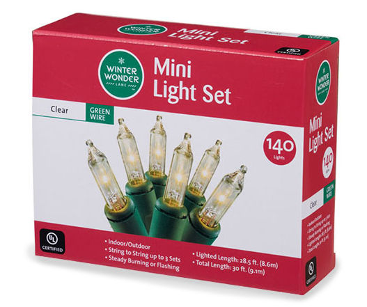 Winter Wonder Lane Clear Mini Light Set with Green Wire, 140-Lights ...